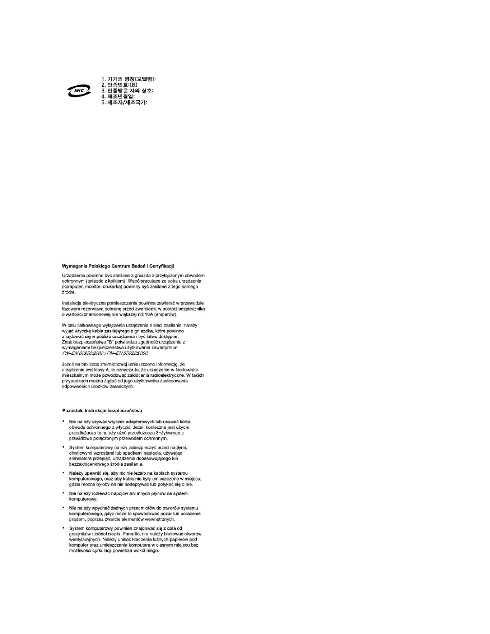 Polish center for testing and certification notice | Dell Latitude C840 User Manual | Page 20 / 119