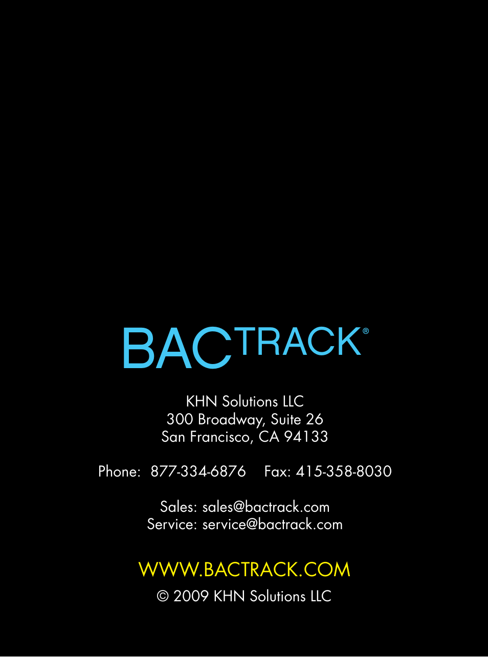 Track | BACtrack S30 User Manual | Page 11 / 11