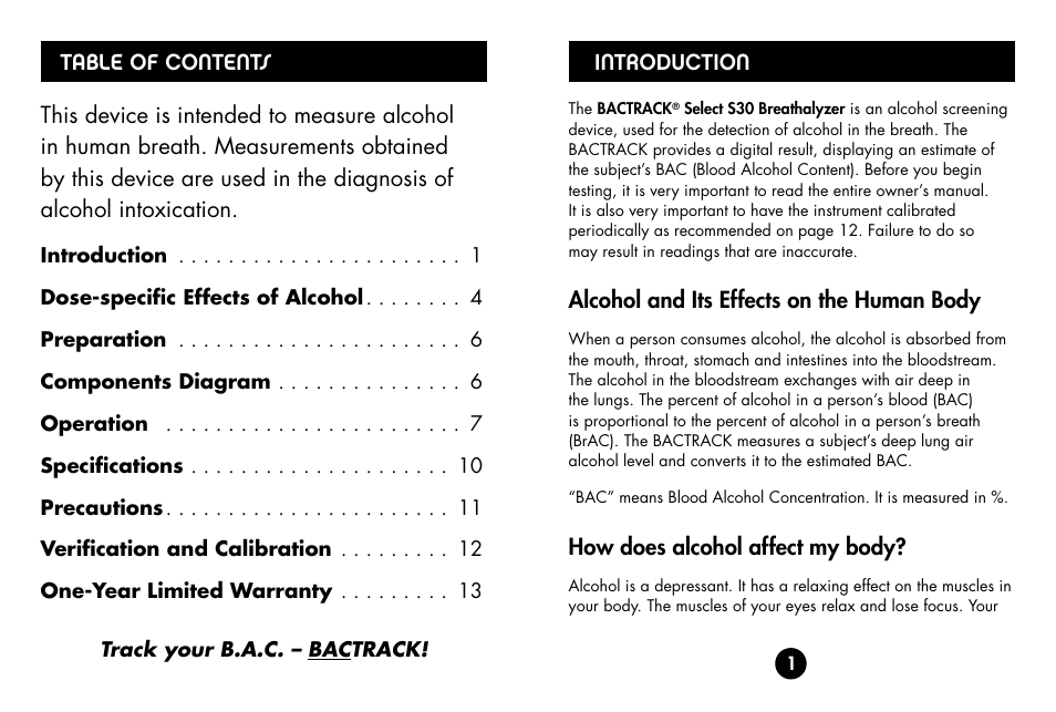 Introduction, Alcohol and its effects on the human body, How does alcohol affect my body | BACtrack S30 User Manual | Page 2 / 11