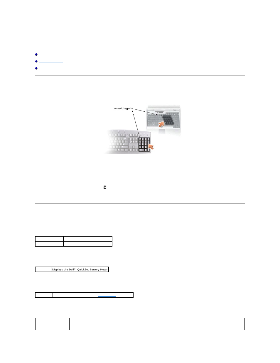 Using the keyboard and touch pad, Numeric keypad, Key combinations | System functions, Battery, Cd or dvd tray, Display functions | Dell Latitude D510 User Manual | Page 54 / 107