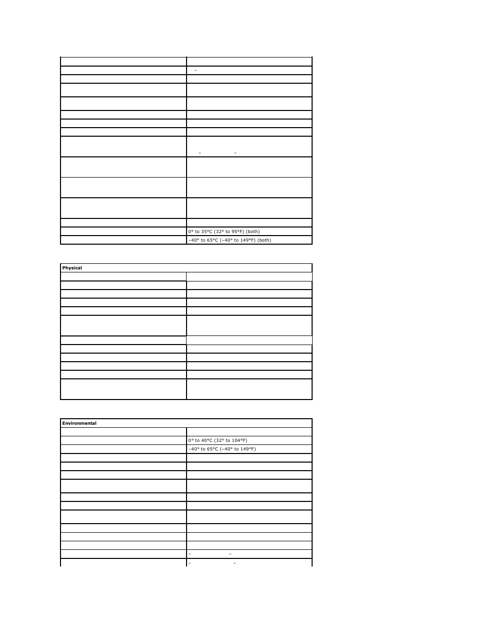 Physical, Environmental | Dell Latitude D510 User Manual | Page 96 / 107