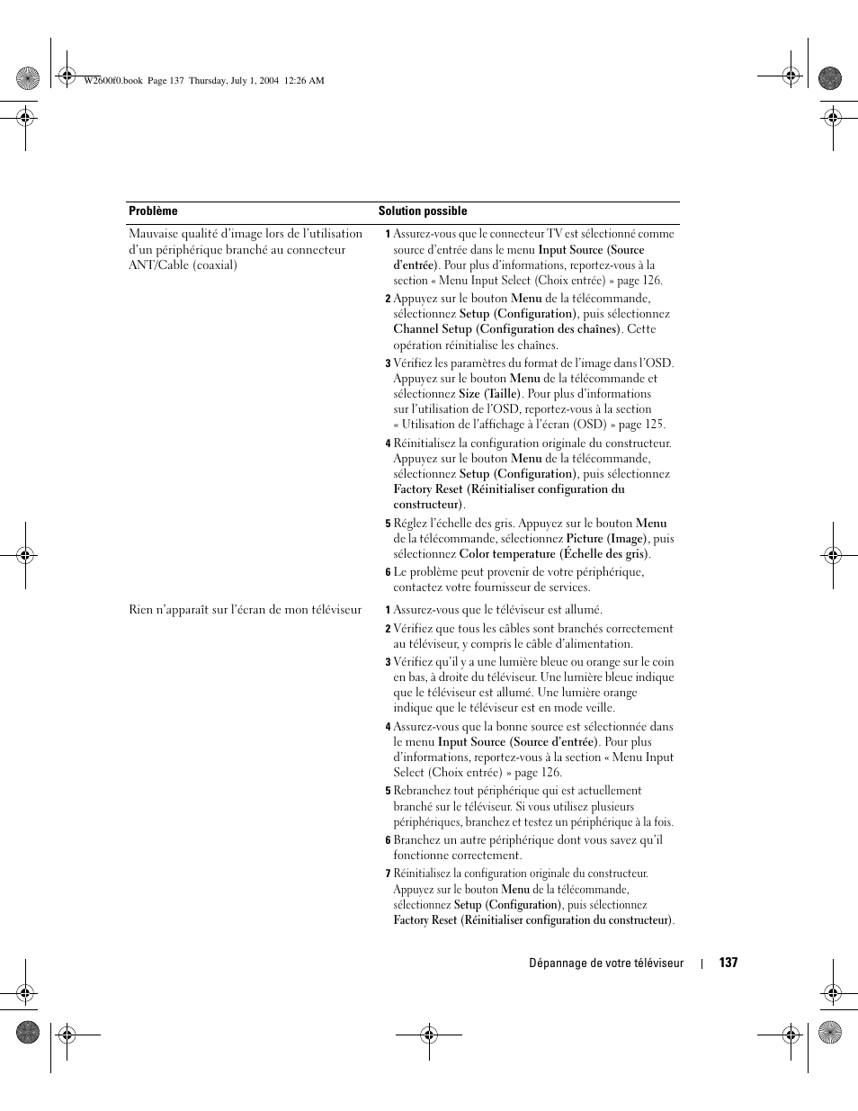 Dell LCD TV W2600 User Manual | Page 136 / 149
