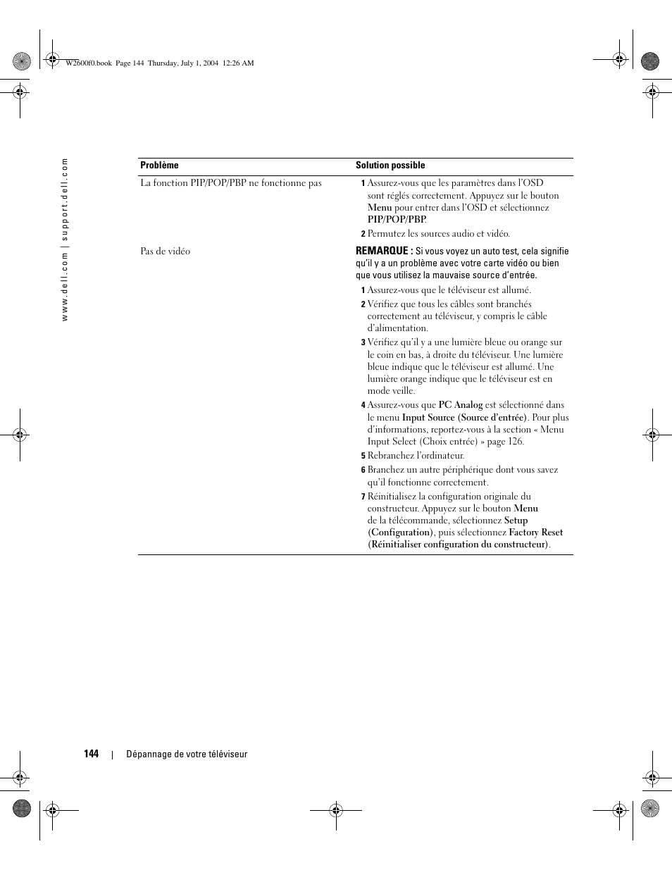 Dell LCD TV W2600 User Manual | Page 143 / 149