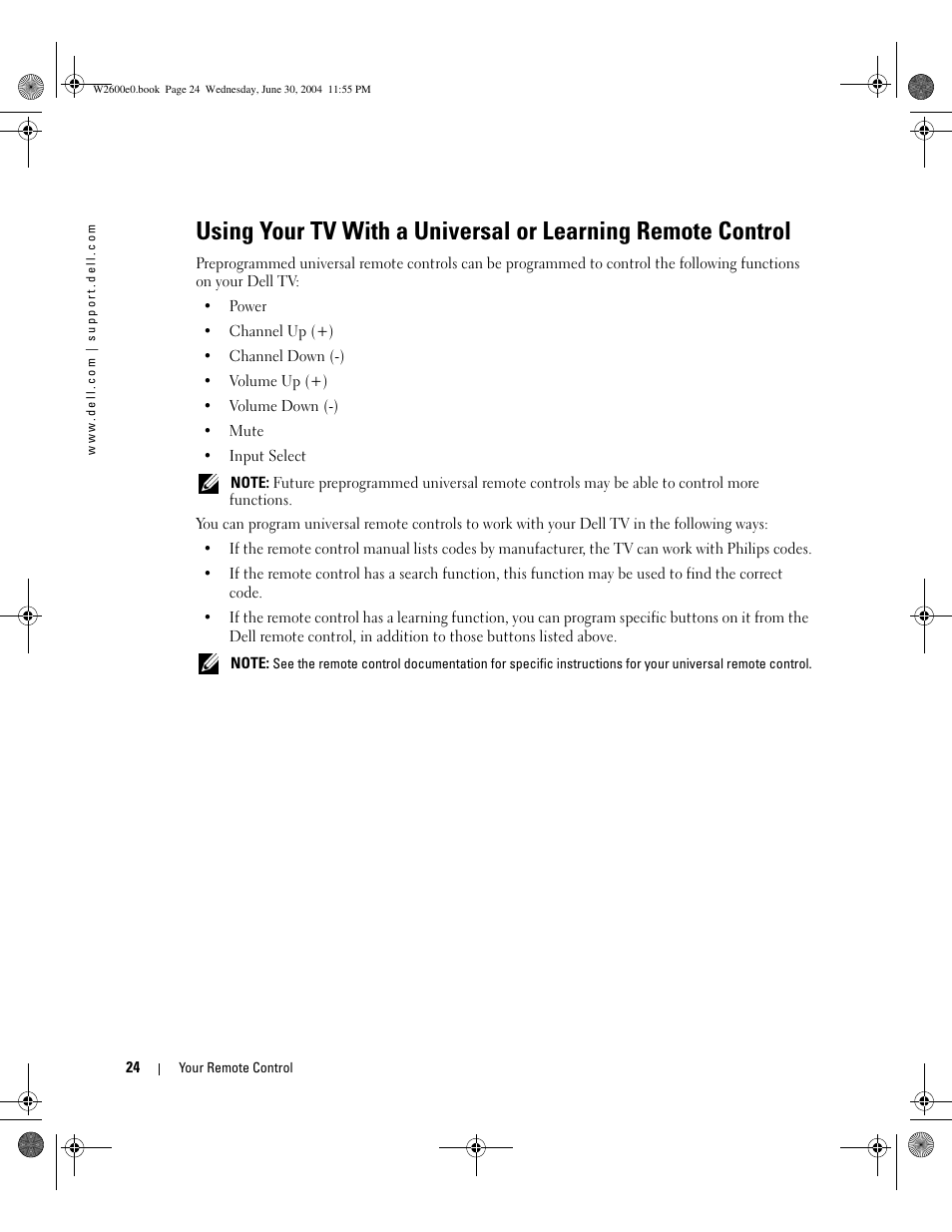 Dell LCD TV W2600 User Manual | Page 23 / 149