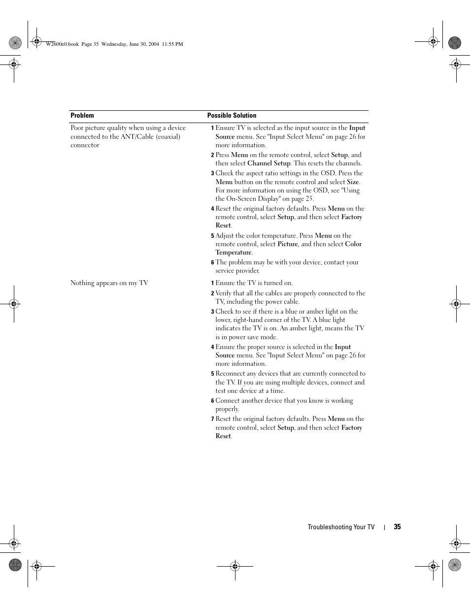 Dell LCD TV W2600 User Manual | Page 34 / 149