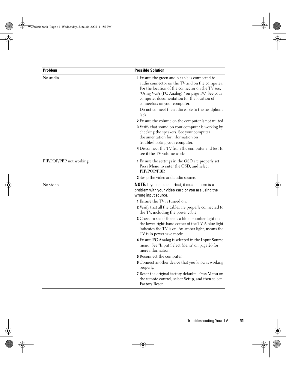 Dell LCD TV W2600 User Manual | Page 40 / 149