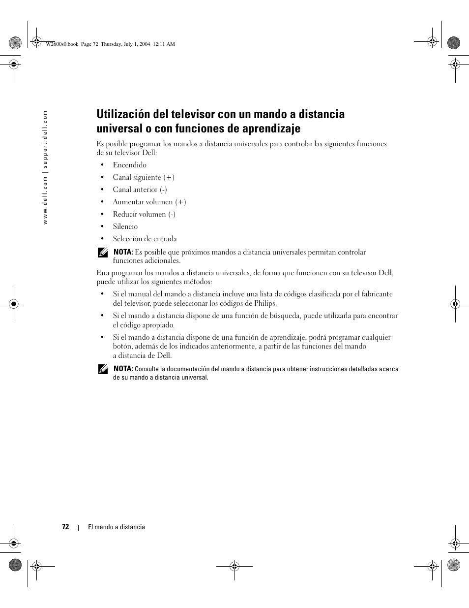 Dell LCD TV W2600 User Manual | Page 71 / 149
