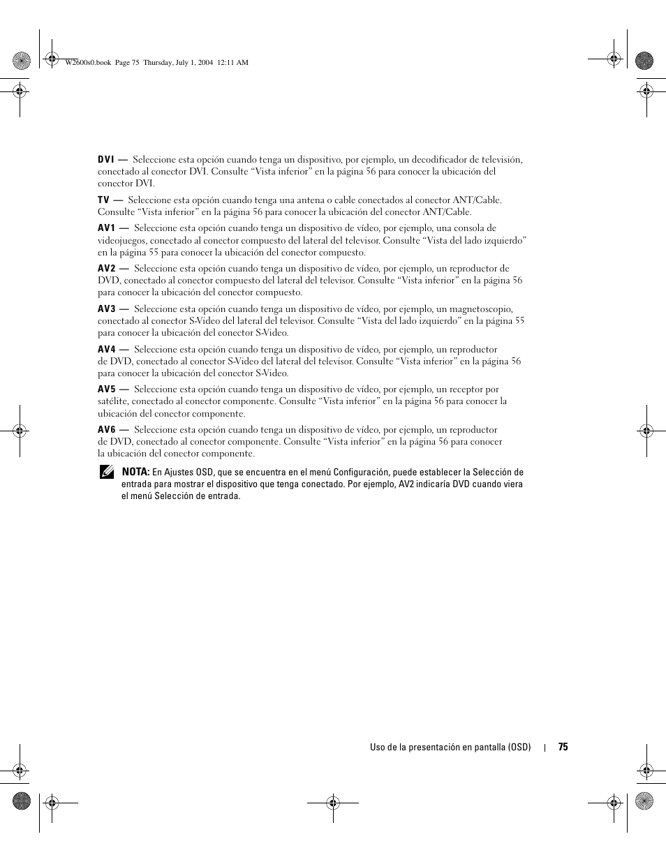 Dell LCD TV W2600 User Manual | Page 74 / 149