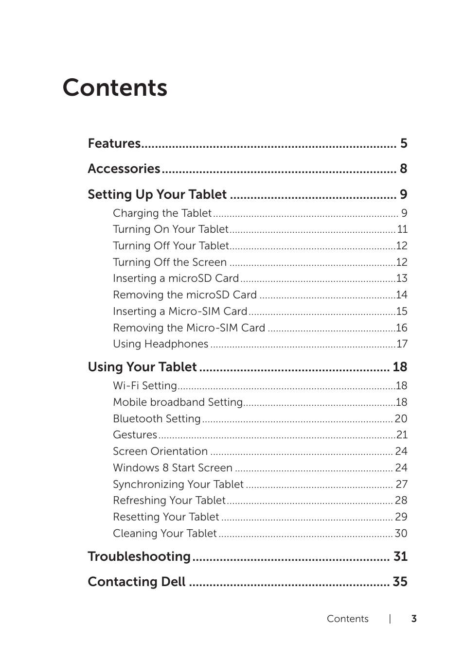 Dell Venue 8 Pro User Manual | Page 3 / 44