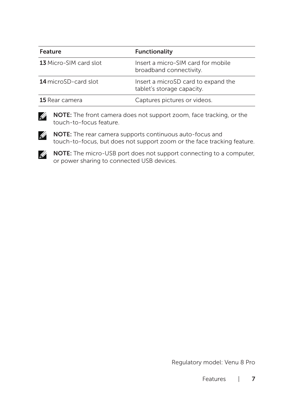 Dell Venue 8 Pro User Manual | Page 7 / 44