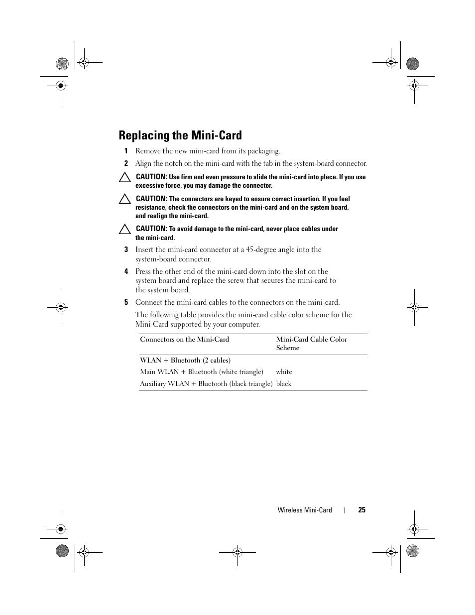 Replacing the mini-card | Dell XPS 13 (L321X, Early 2012) User Manual | Page 25 / 74