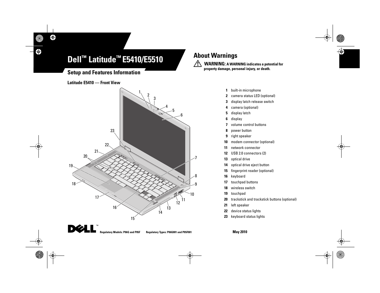 Dell Latitude E5510 (Mid 2010) User Manual | 8 pages