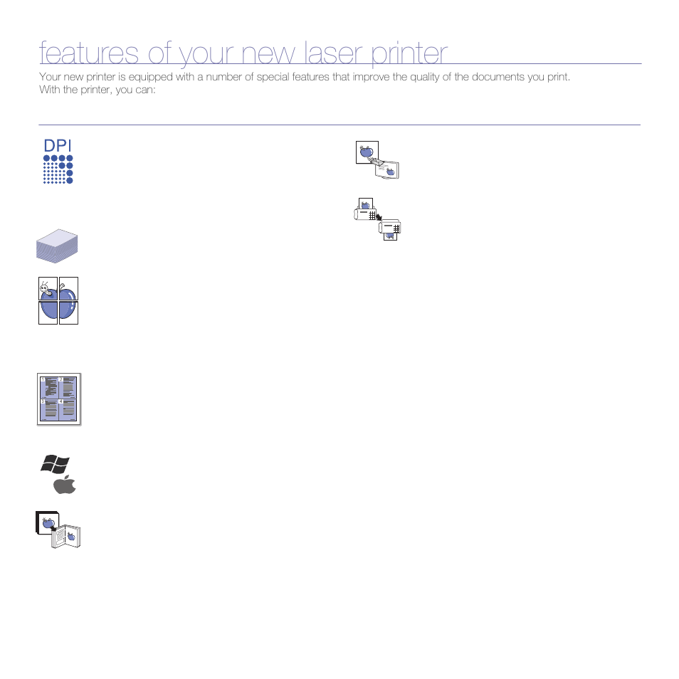 Features of your new laser printer, Special features | Dell 1235cn Color Laser Printer User Manual | Page 2 / 116