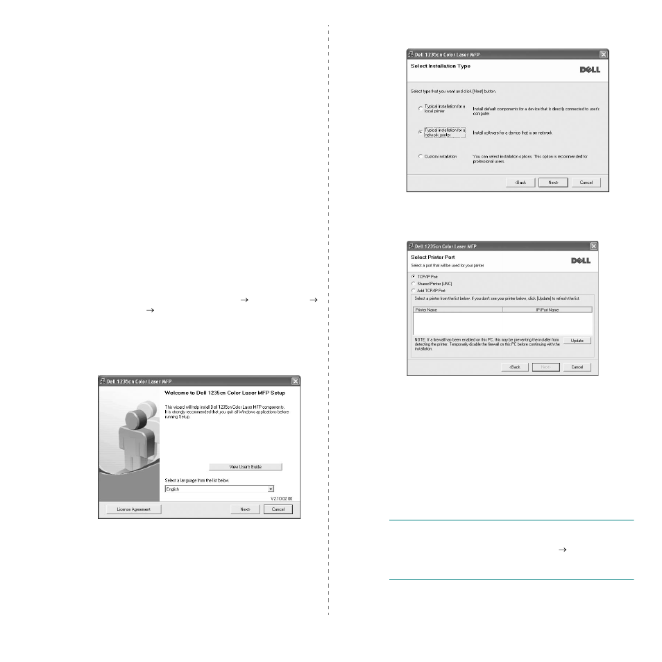 Installing software for network printing | Dell 1235cn Color Laser Printer User Manual | Page 89 / 116