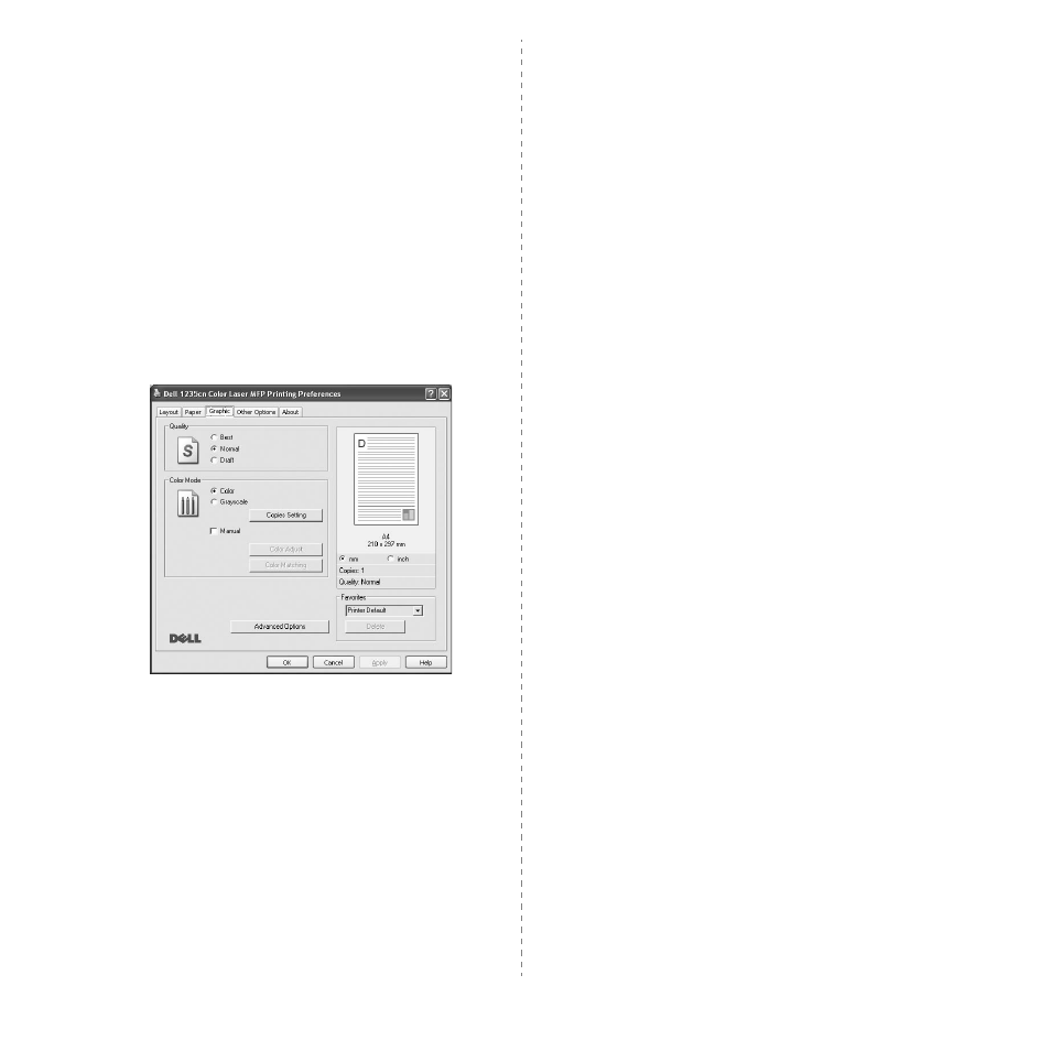 Graphic tab | Dell 1235cn Color Laser Printer User Manual | Page 96 / 116