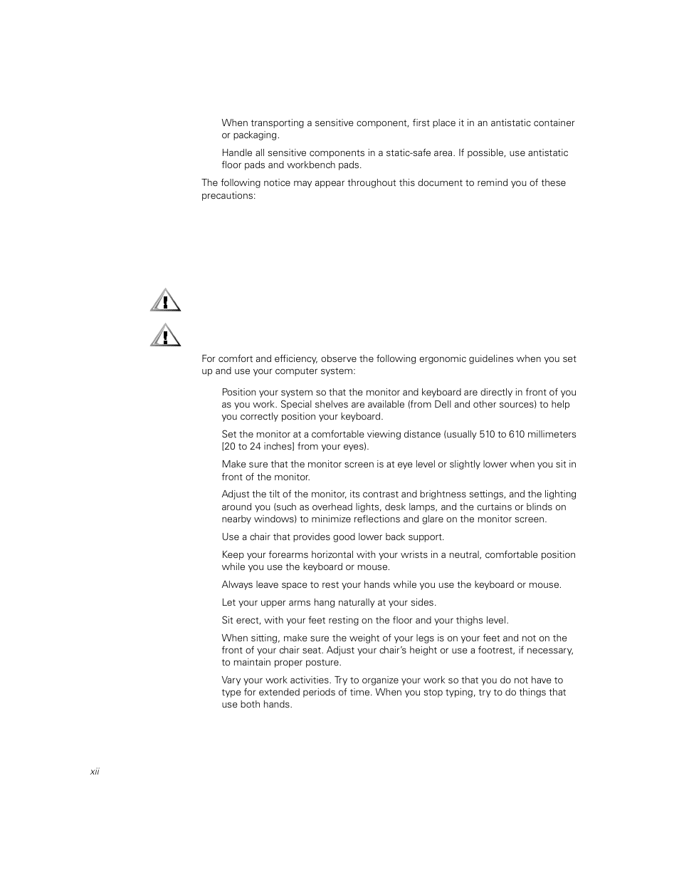 Ergonomic computing habits | Dell PowerVault 51F (8P Fibre Channel Switch) User Manual | Page 10 / 156