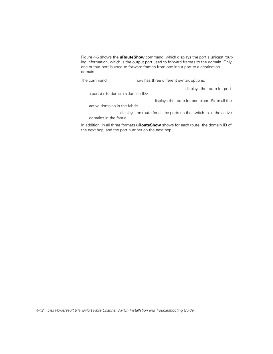 Urouteshow, Urouteshow -42, Figure 4-5 | Urouteshow command example -42 | Dell PowerVault 51F (8P Fibre Channel Switch) User Manual | Page 104 / 156