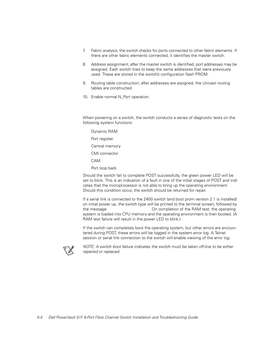 Power-on diagnostics, Power-on diagnostics -4 | Dell PowerVault 51F (8P Fibre Channel Switch) User Manual | Page 108 / 156