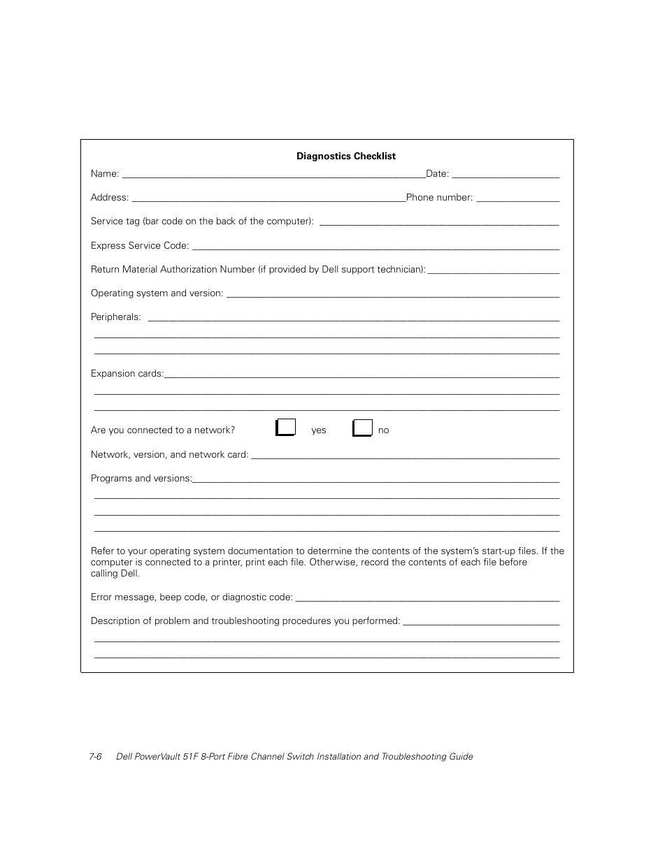 Diagnostics checklist, Diagnostics checklist -6, Figure 7-1 | Dell PowerVault 51F (8P Fibre Channel Switch) User Manual | Page 124 / 156
