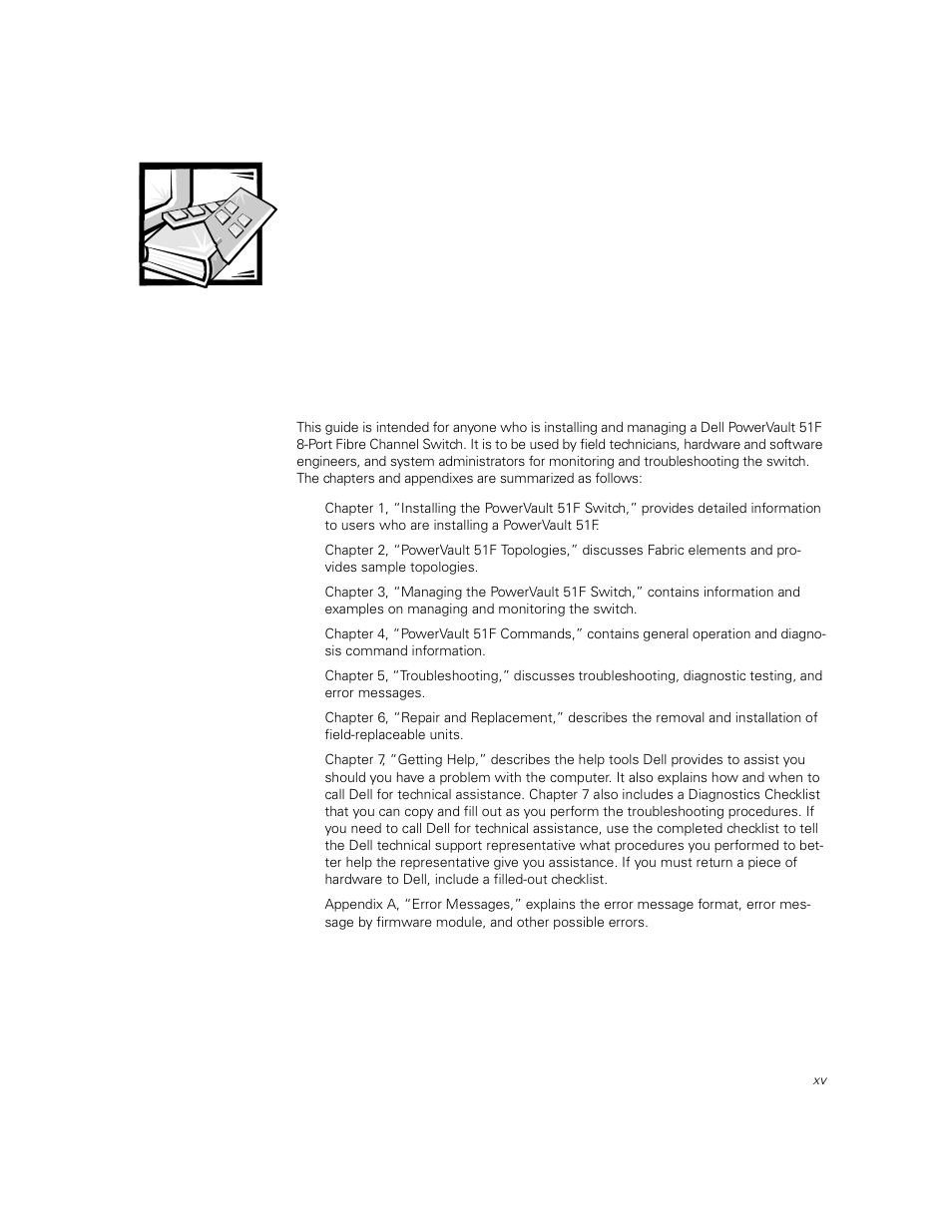 Preface, About this guide | Dell PowerVault 51F (8P Fibre Channel Switch) User Manual | Page 13 / 156