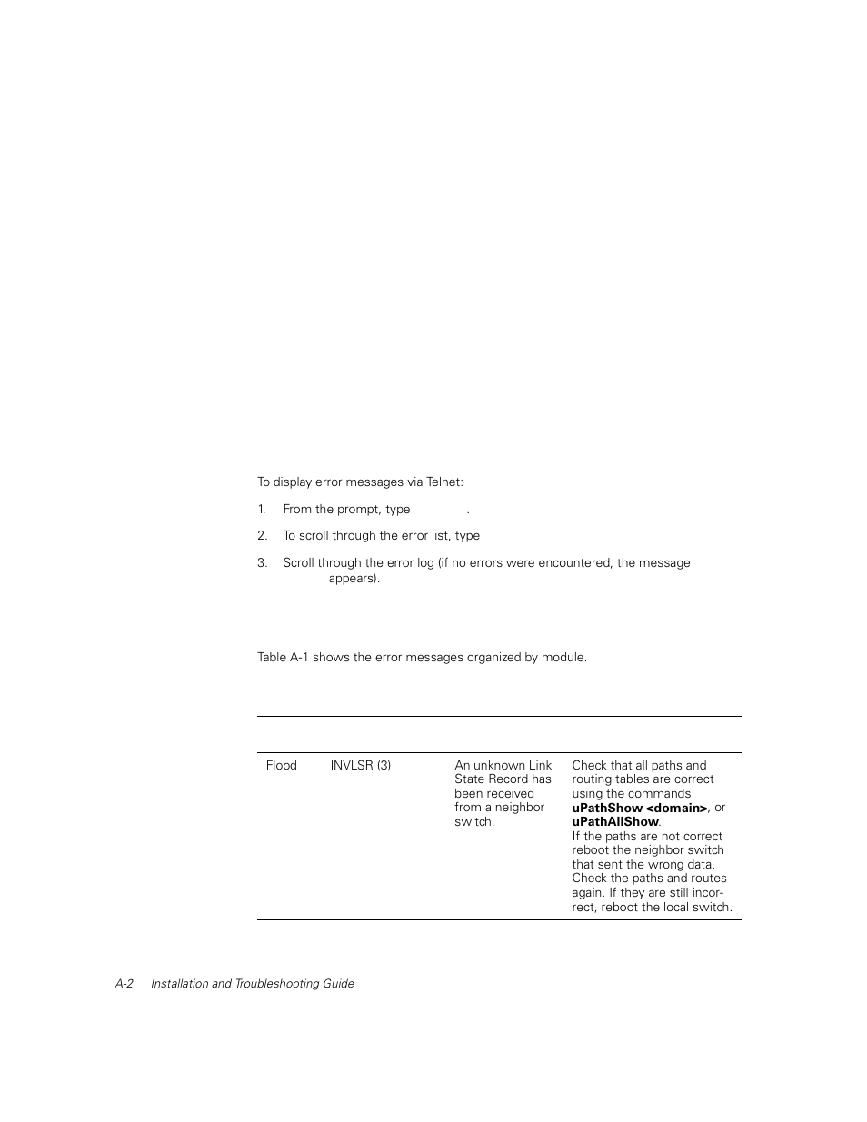 Error messages by firmware module, Figure a-1, Table a-1 | Dell PowerVault 51F (8P Fibre Channel Switch) User Manual | Page 140 / 156