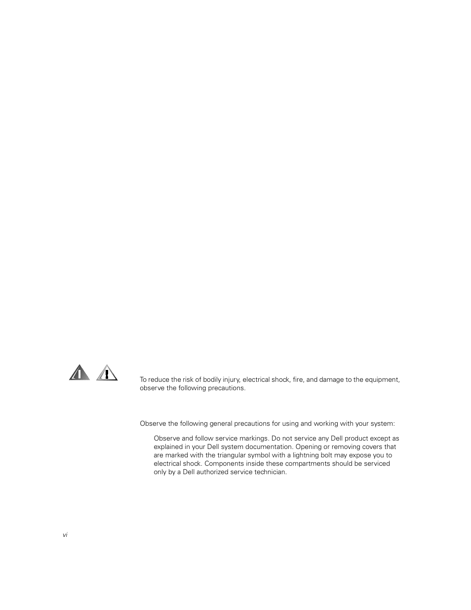 Additional safety precautions, General precautions | Dell PowerVault 51F (8P Fibre Channel Switch) User Manual | Page 4 / 156