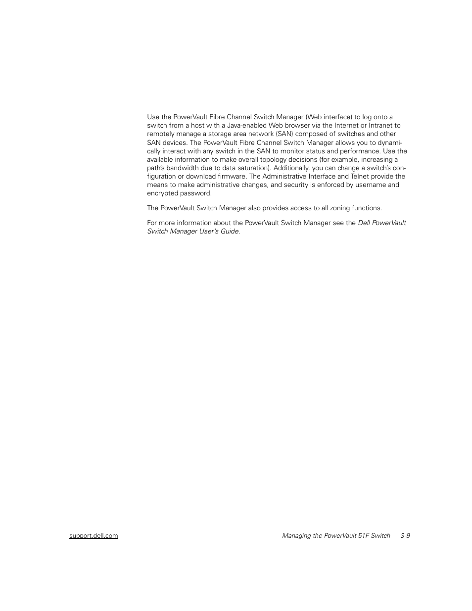Introducing the powervault switch manager, Introducing the powervault switch manager -9 | Dell PowerVault 51F (8P Fibre Channel Switch) User Manual | Page 61 / 156