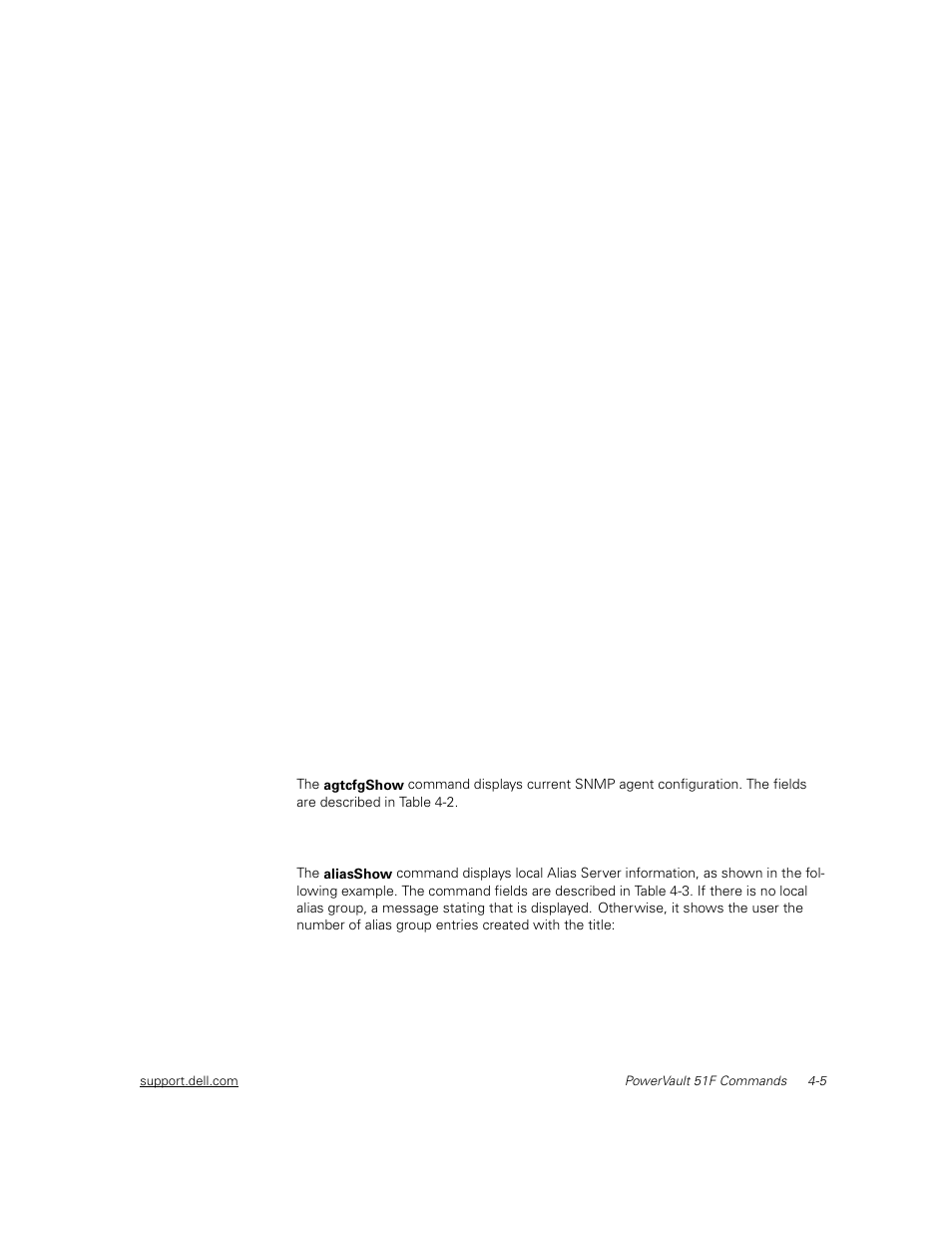 Agtcfgshow, Aliasshow, Agtcfgshow -5 | Aliasshow -5 | Dell PowerVault 51F (8P Fibre Channel Switch) User Manual | Page 67 / 156