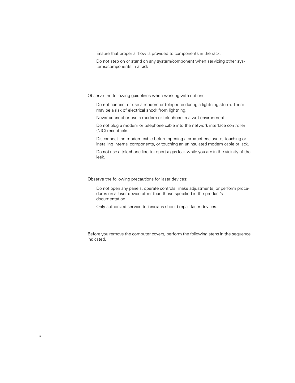 Precautions for products with laser devices, When working inside your computer | Dell PowerVault 51F (8P Fibre Channel Switch) User Manual | Page 8 / 156