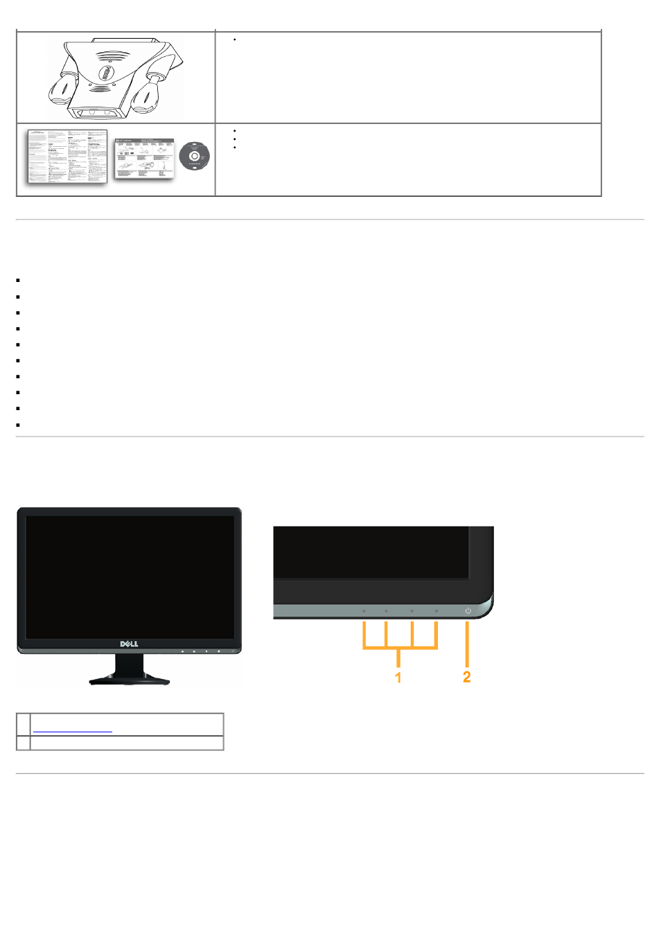 Identifying parts and controls, Product features | Dell S2230MX Monitor User Manual | Page 5 / 45