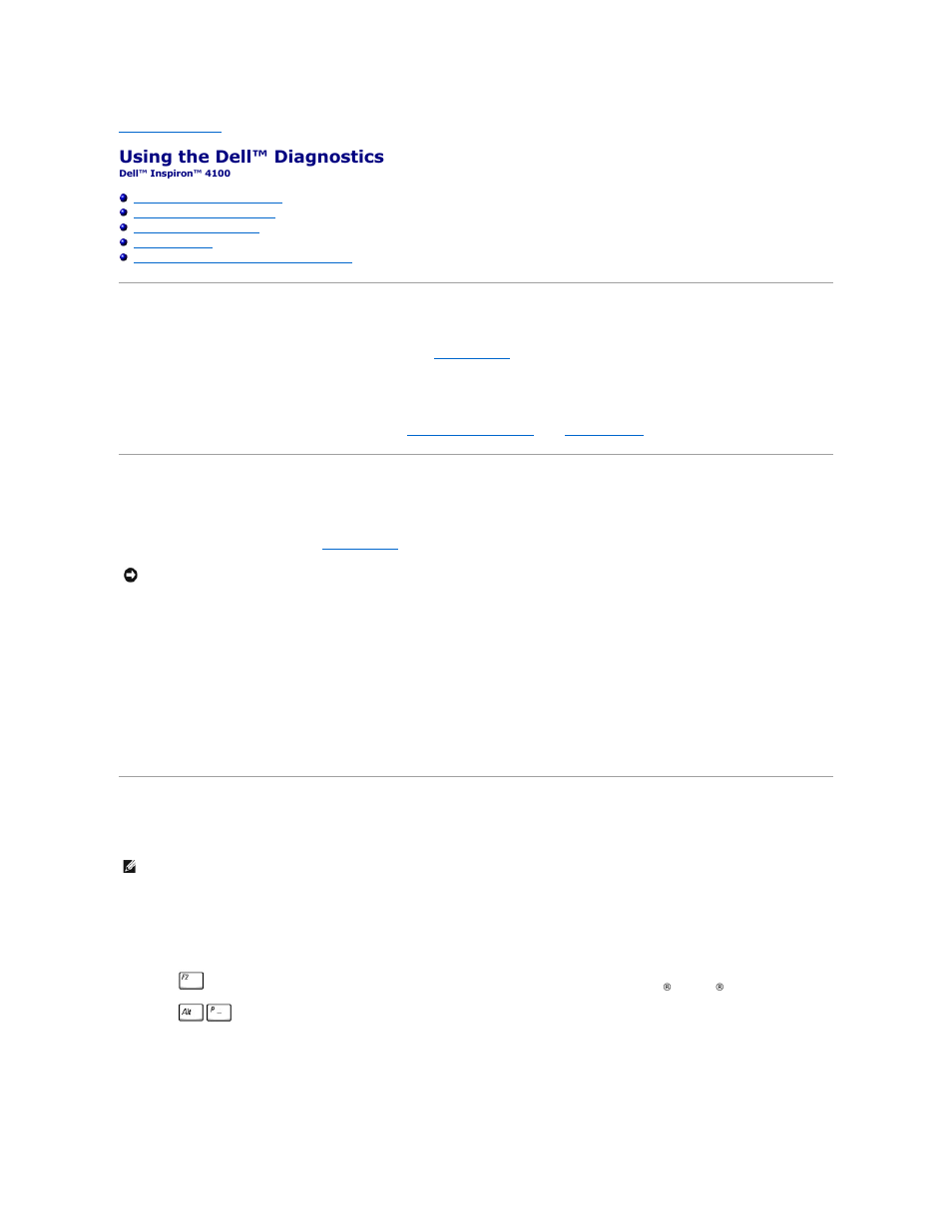 Using the dell™ diagnostics, When to use the dell diagnostics, Features of the dell diagnostics | Starting the dell diagnostics | Dell Inspiron 4100 User Manual | Page 2 / 71