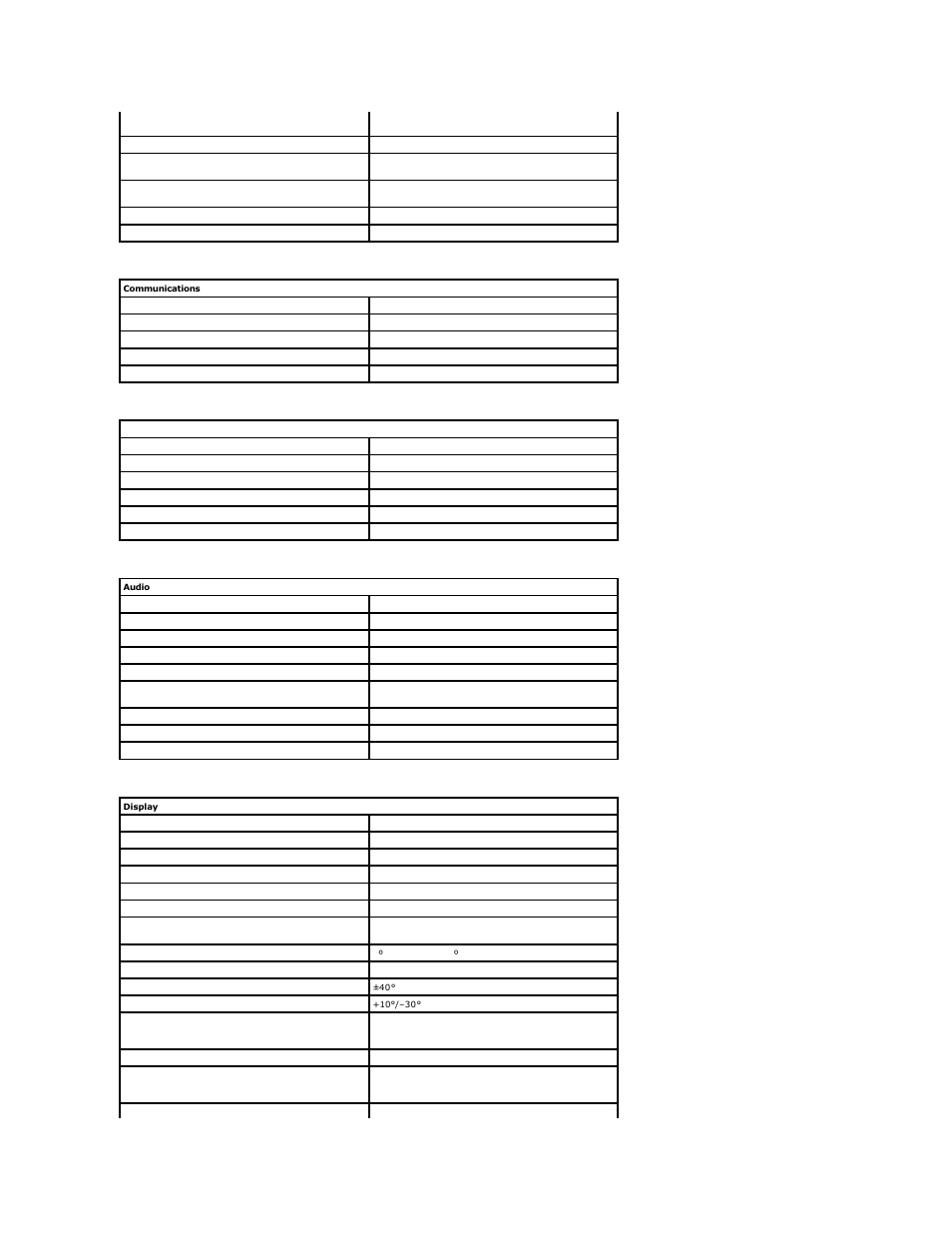 Communications, Video, Audio | Display | Dell Inspiron 4100 User Manual | Page 61 / 71