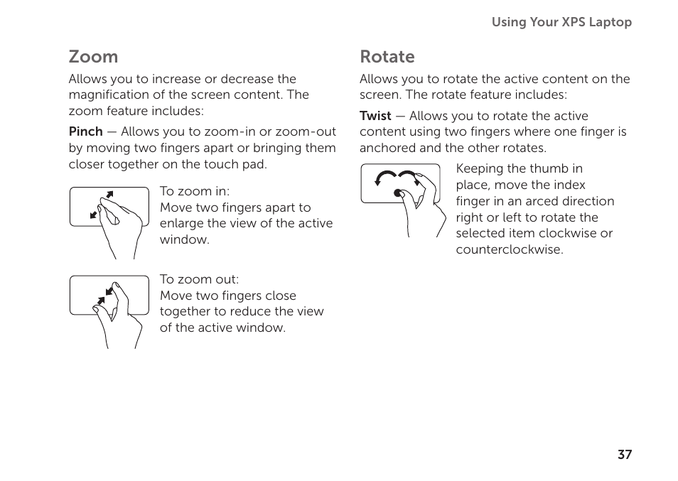 Zoom, Rotate | Dell XPS 17 (L701X, Late 2010) User Manual | Page 39 / 106