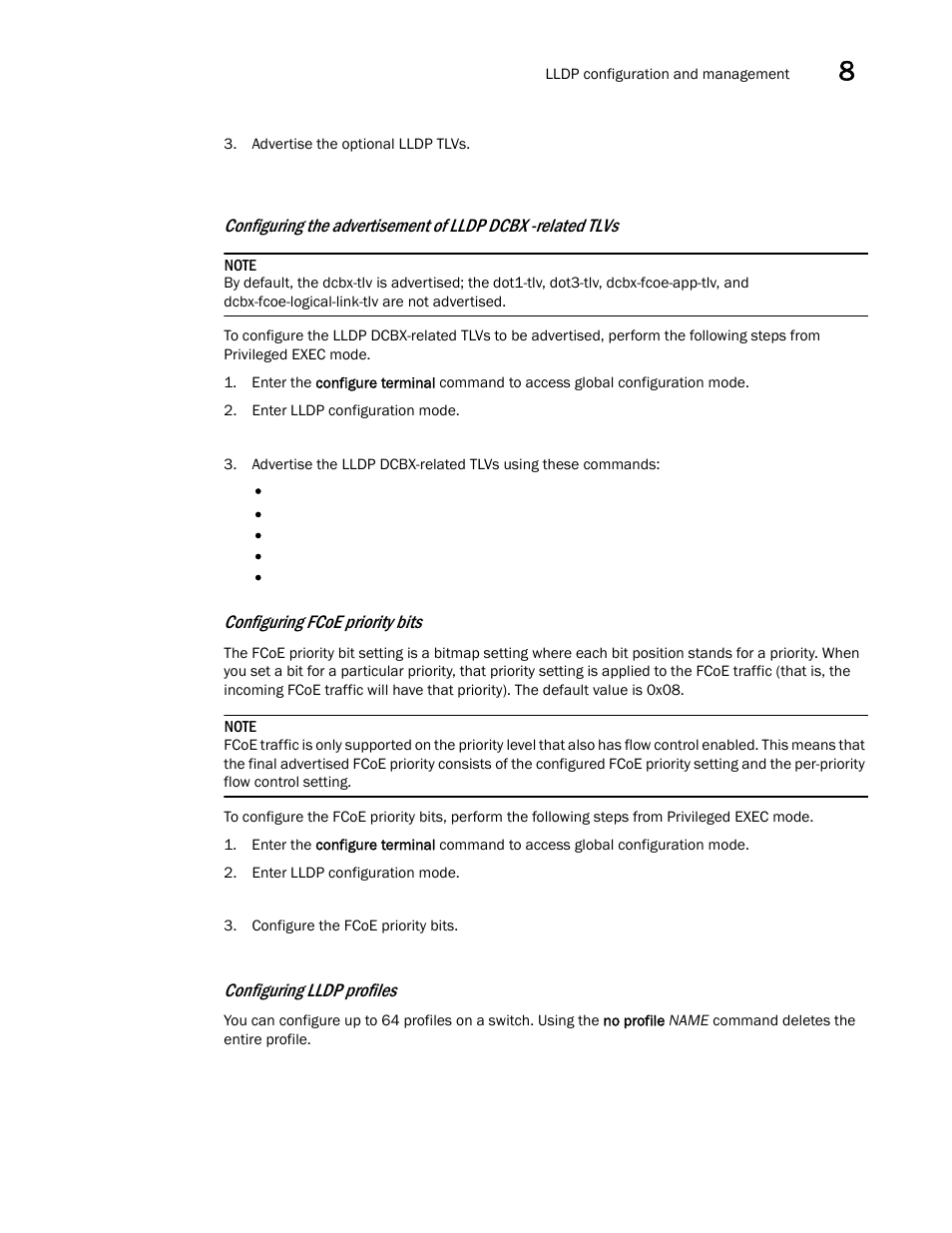 Configuring fcoe priority bits, Configuring lldp profiles | Dell POWEREDGE M1000E User Manual | Page 101 / 168