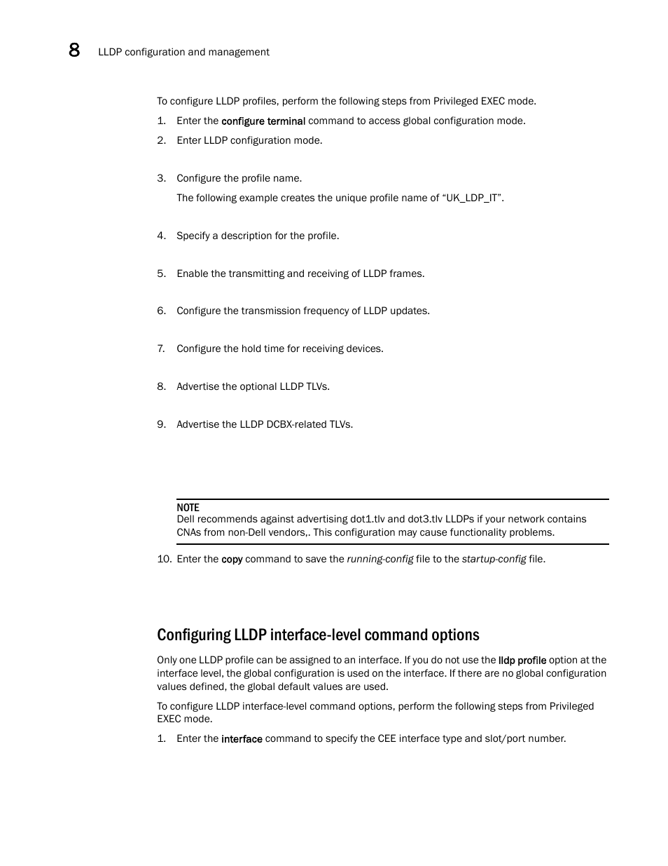 Configuring lldp interface-level command options | Dell POWEREDGE M1000E User Manual | Page 102 / 168