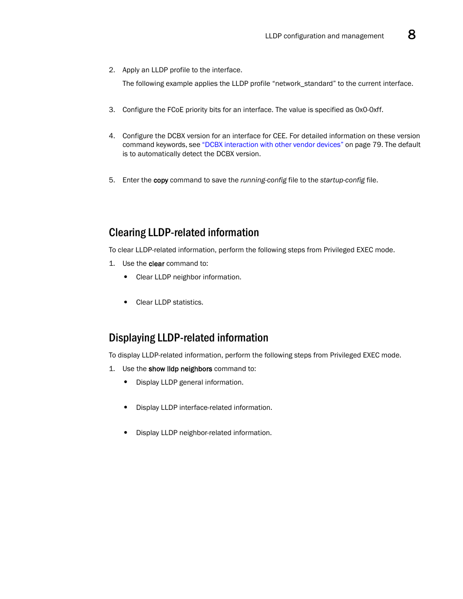 Clearing lldp-related information, Displaying lldp-related information | Dell POWEREDGE M1000E User Manual | Page 103 / 168