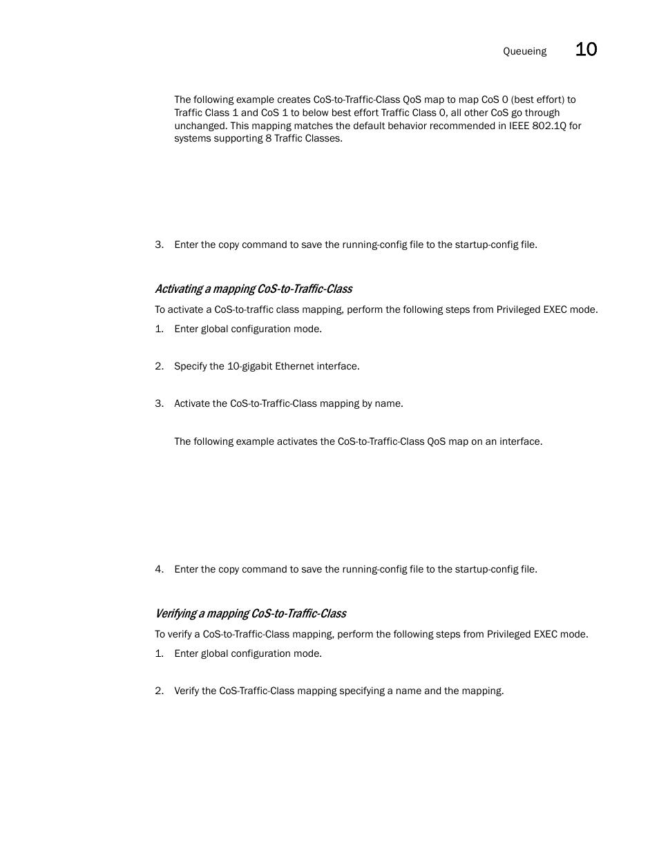 Activating a mapping cos-to-traffic-class, Verifying a mapping cos-to-traffic-class | Dell POWEREDGE M1000E User Manual | Page 117 / 168