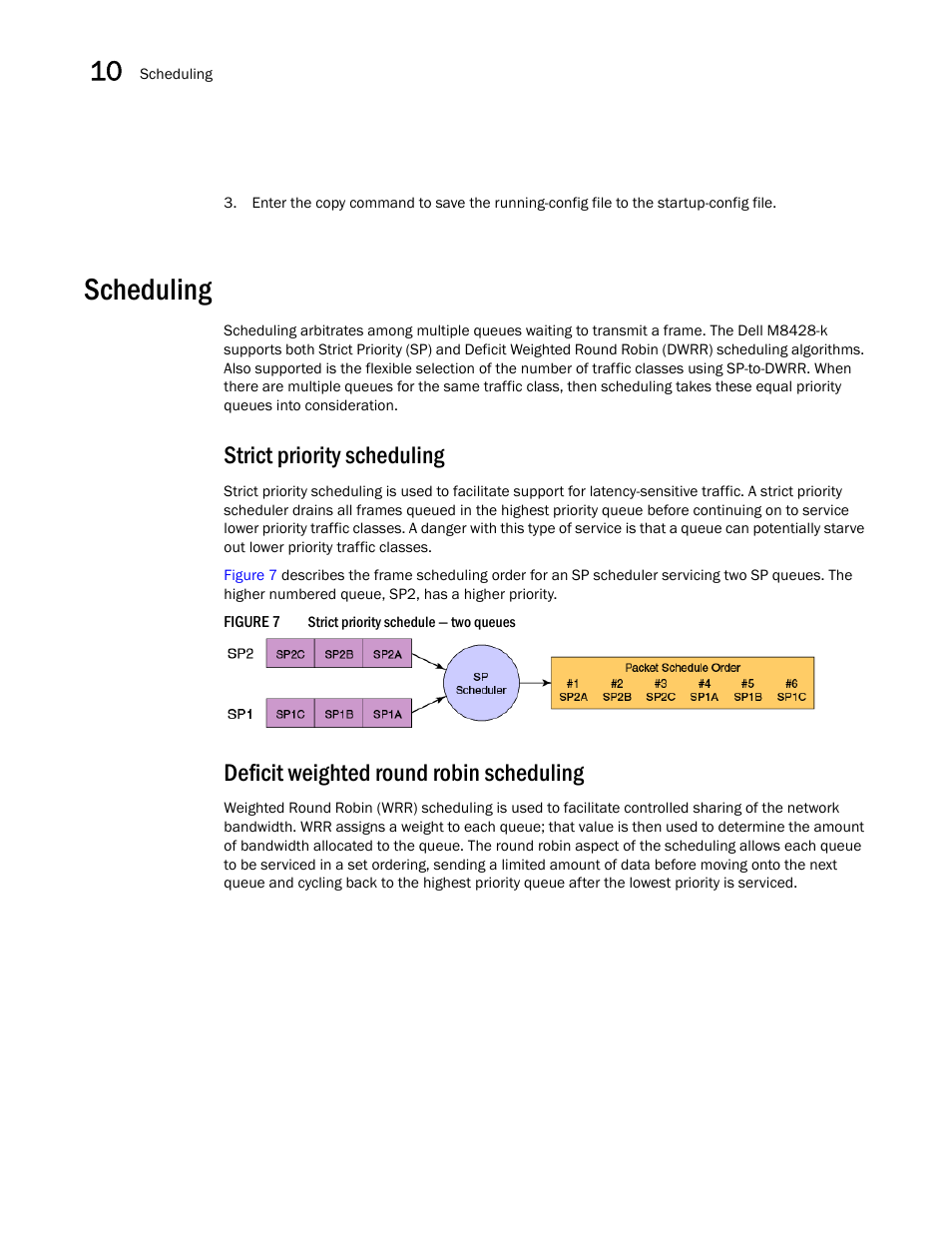 Scheduling, Strict priority scheduling, Deficit weighted round robin scheduling | Figure 7 | Dell POWEREDGE M1000E User Manual | Page 122 / 168