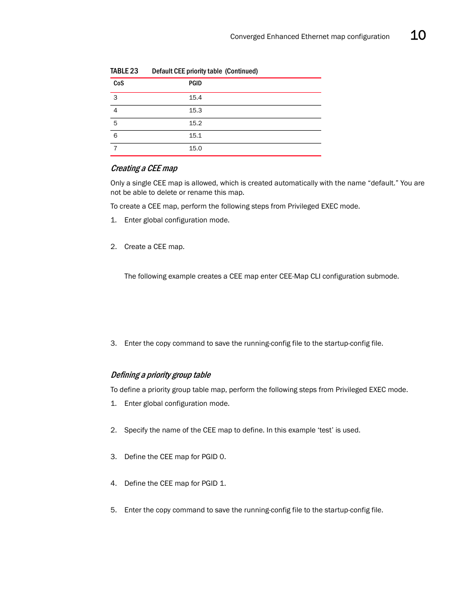 Creating a cee map, Defining a priority group table | Dell POWEREDGE M1000E User Manual | Page 127 / 168