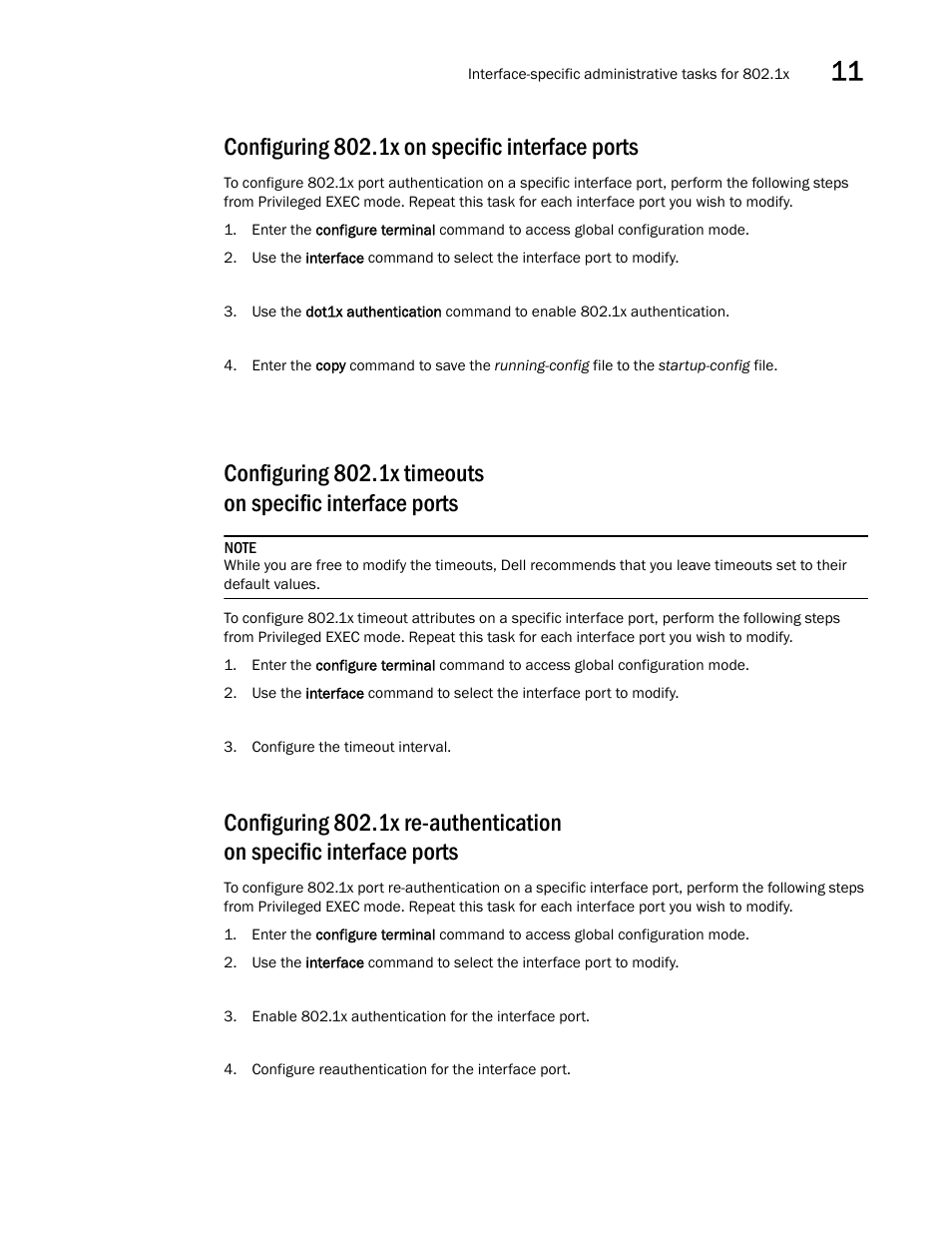 Configuring 802.1x on specific interface ports | Dell POWEREDGE M1000E User Manual | Page 131 / 168