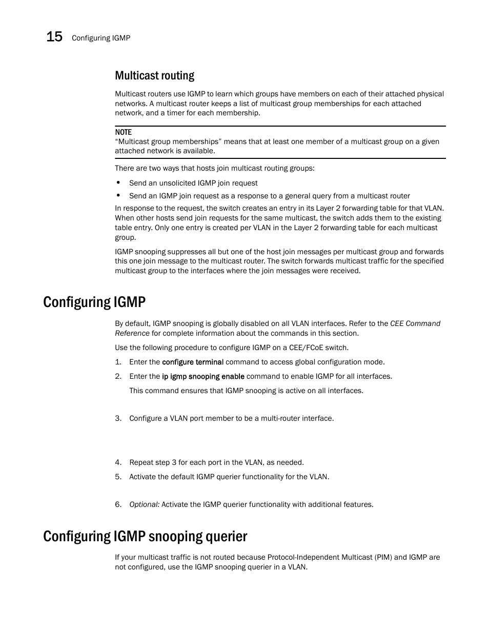 Multicast routing, Configuring igmp, Configuring igmp snooping querier | Dell POWEREDGE M1000E User Manual | Page 146 / 168