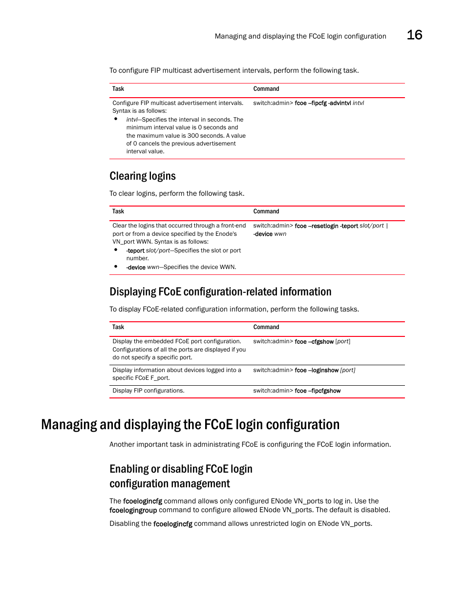 Clearing logins, Displaying fcoe configuration-related information | Dell POWEREDGE M1000E User Manual | Page 151 / 168
