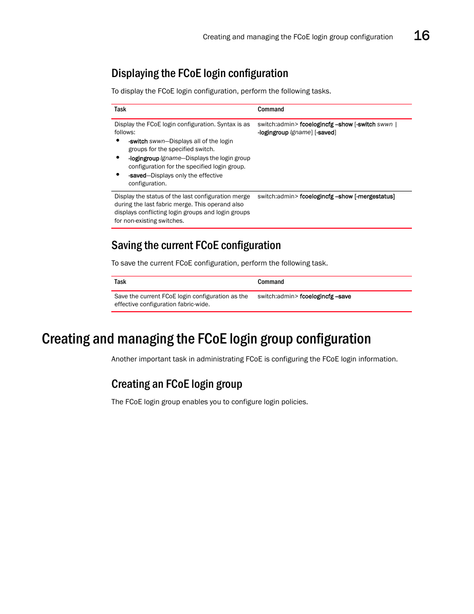 Displaying the fcoe login configuration, Saving the current fcoe configuration, Creating an fcoe login group | Dell POWEREDGE M1000E User Manual | Page 153 / 168