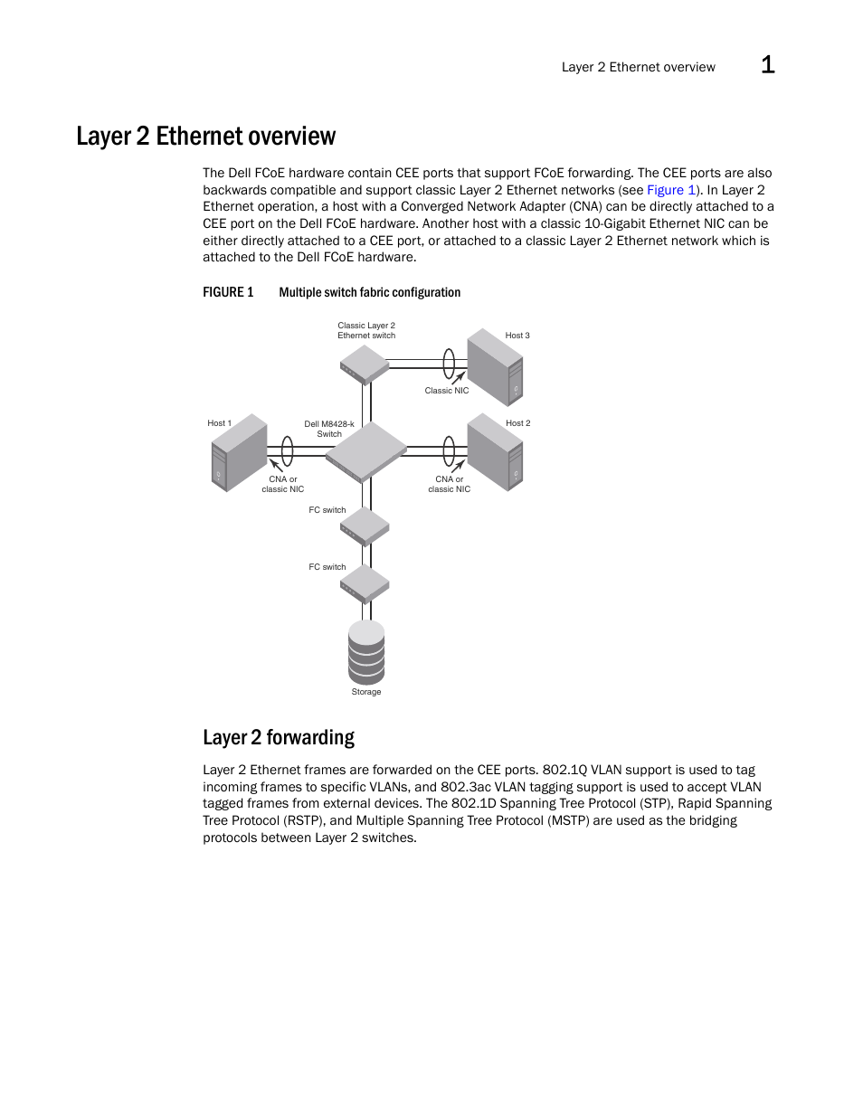 Layer 2 ethernet overview, Layer 2 forwarding, Figure 1 | Mult | Dell POWEREDGE M1000E User Manual | Page 21 / 168