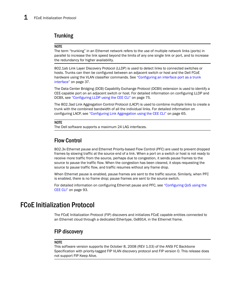 Trunking, Flow control, Fcoe initialization protocol | Fip discovery, Trunking flow control | Dell POWEREDGE M1000E User Manual | Page 26 / 168