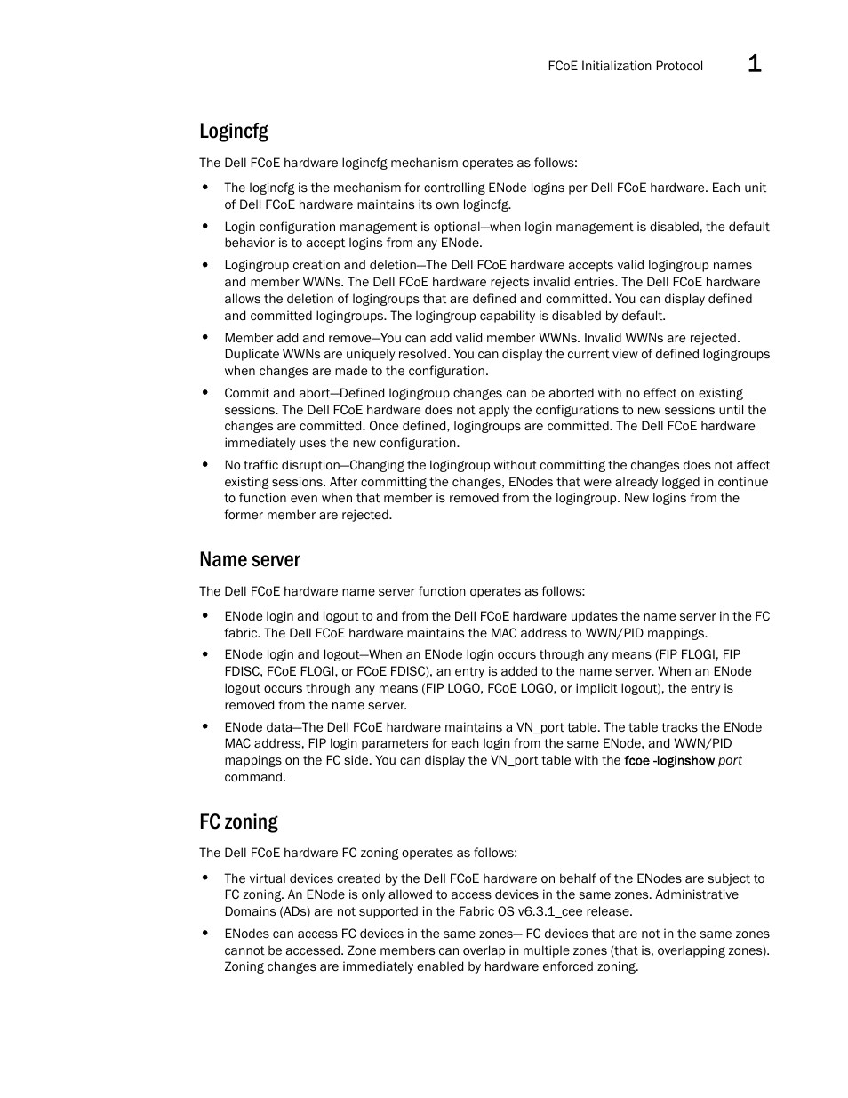 Logincfg, Name server, Fc zoning | Dell POWEREDGE M1000E User Manual | Page 29 / 168