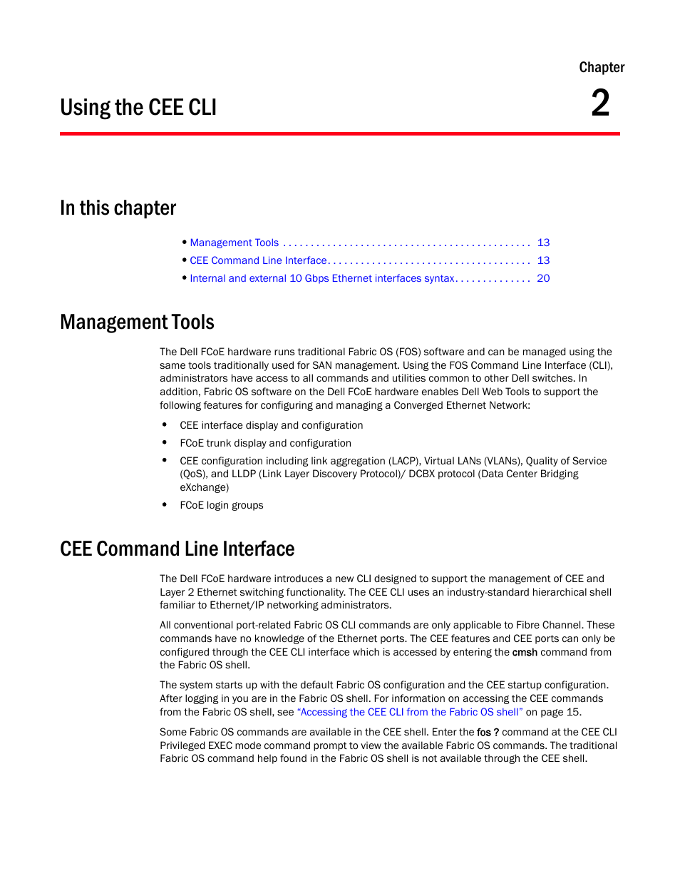 Using the cee cli, In this chapter, Management tools | Cee command line interface, Chapter 2, Chapter 2, “using the cee cli | Dell POWEREDGE M1000E User Manual | Page 31 / 168