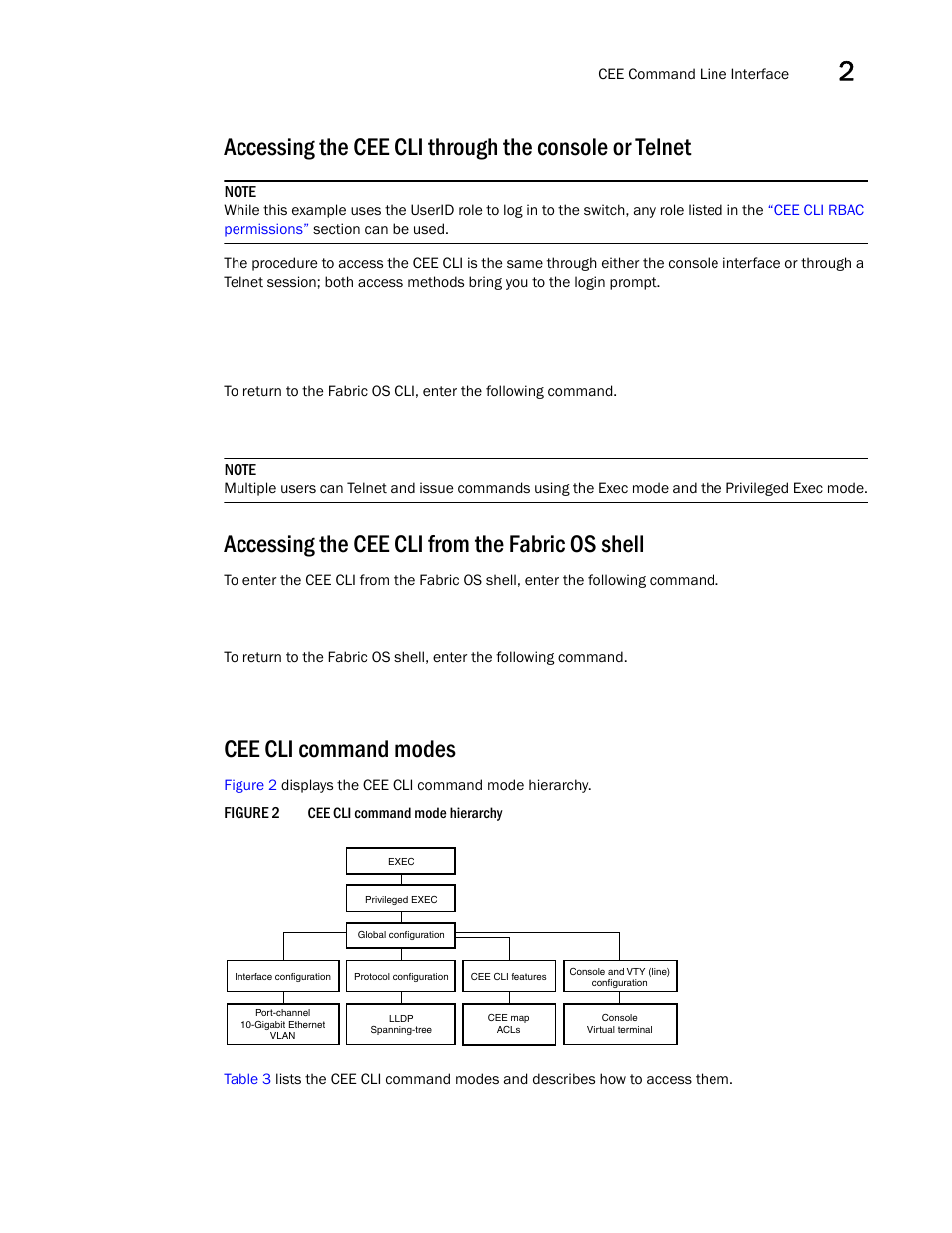 Accessing the cee cli from the fabric os shell, Cee cli command modes, Figure 2 | Dell POWEREDGE M1000E User Manual | Page 33 / 168