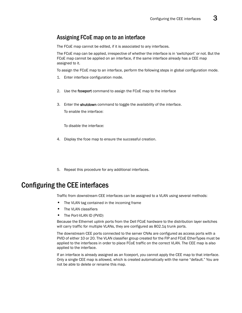 Assigning fcoe map on to an interface, Configuring the cee interfaces | Dell POWEREDGE M1000E User Manual | Page 41 / 168