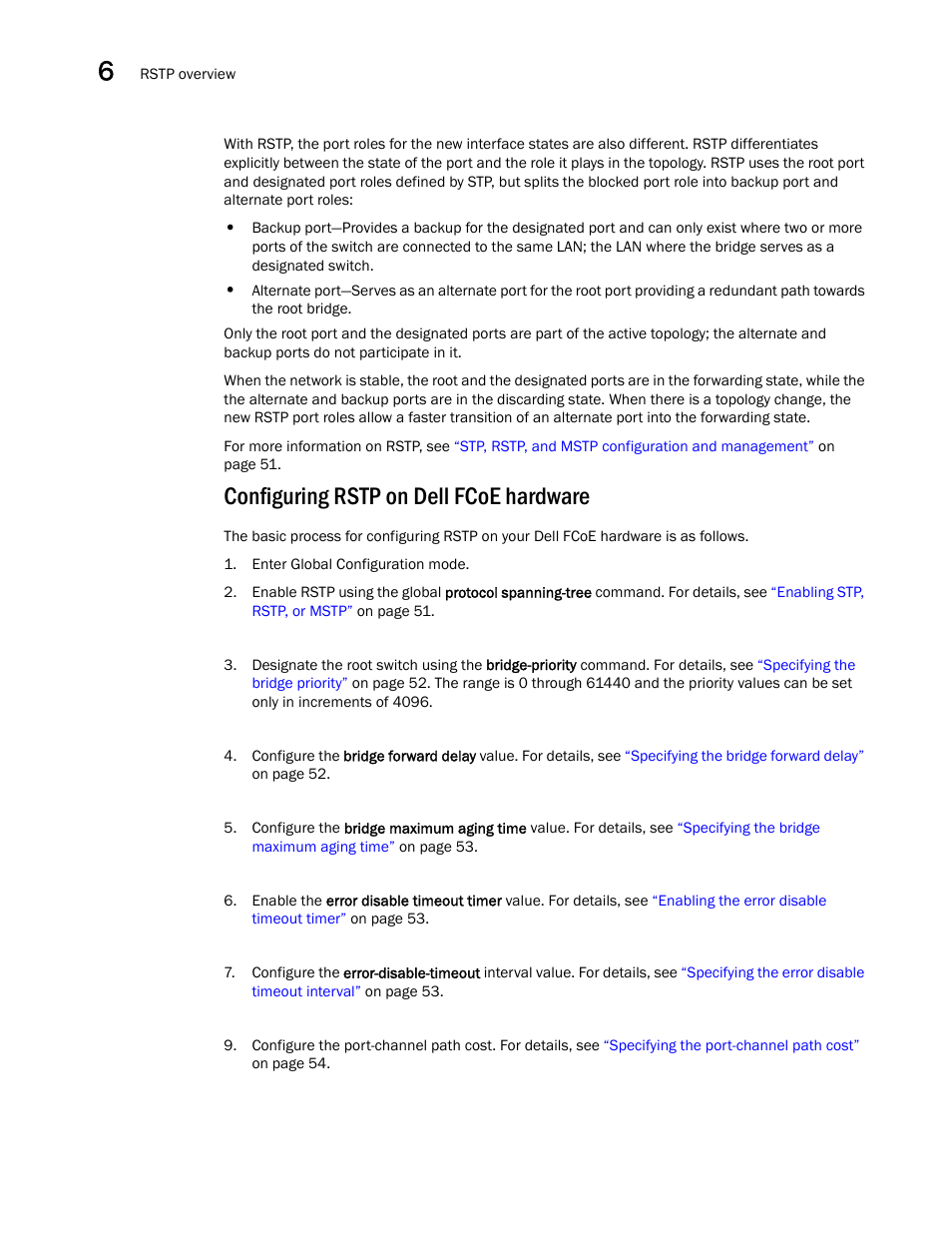 Configuring rstp on dell fcoe hardware | Dell POWEREDGE M1000E User Manual | Page 64 / 168